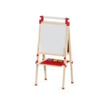 Children's Art Easel | Chalkboard, Whiteboard, Paper Roll Holder | Wood Adjustable Height, Custom