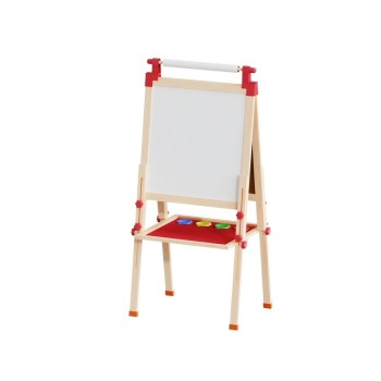 Children's Art Easel | Chalkboard, Whiteboard, Paper Roll Holder | Wood Adjustable Height, Custom