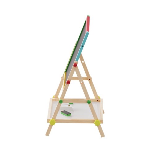 Children's Art Easel | Chalkboard, Whiteboard, Paper Roll Holder | Wood Adjustable Height, Custom