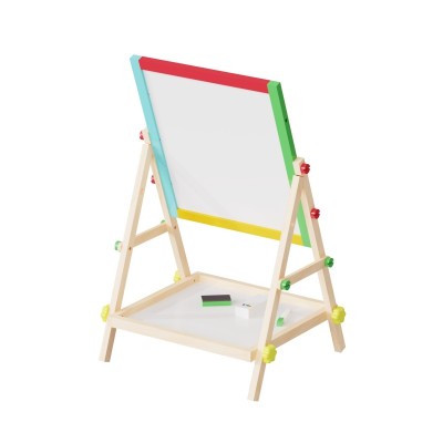 Children's Easel | Chalkboard, Whiteboard, Paper Roll Holder | Wood Adjustable Height, Custom