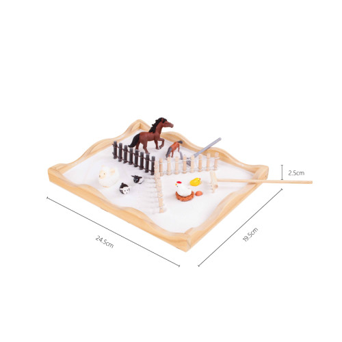 FORESTOY Zen Garden Kit for Desk | Eco-friendly, Compact | Wood, 20cm x 3cm, relaxation | Office decor, meditation | Custom