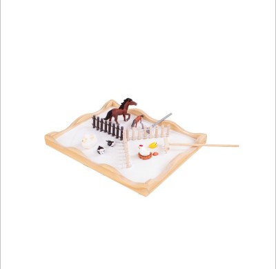 FORESTOY Zen Garden Kit for Desk | Eco-friendly, Compact | Wood, 20cm x 3cm, relaxation | Office decor, meditation | Custom