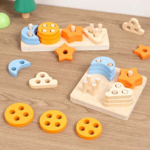 Wood Shape Sorter| Educational Toy| Colorful Design| Customizable Play Set