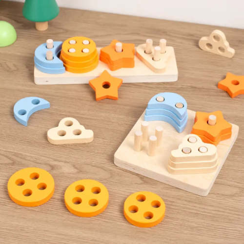 Wood Shape Sorter| Educational Toy| Colorful Design| Customizable Play Set