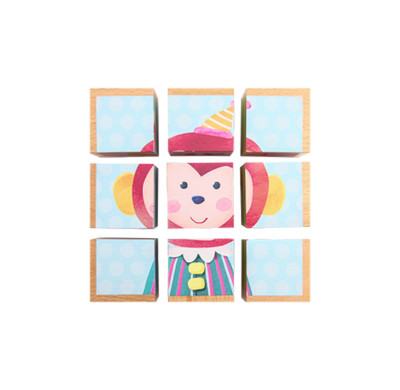 Festive Wood Block Puzzles | Assembles Fun Monkey & Cat Shapes | Natural Wood Eco-Friendly Paint Interactive Fit | Children’s Play Educational Settings | B2B Customization