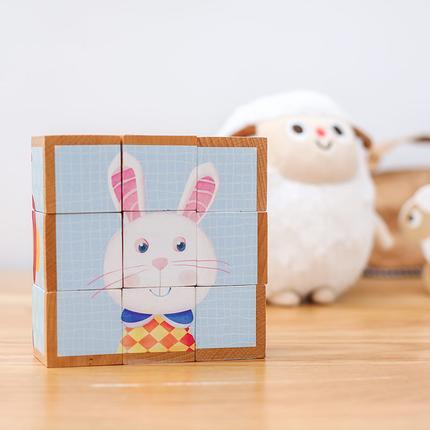 Festive Wood Block Puzzles | Assembles Fun Monkey & Cat Shapes | Natural Wood Eco-Friendly Paint Interactive Fit | Children’s Play Educational Settings | B2B Customization