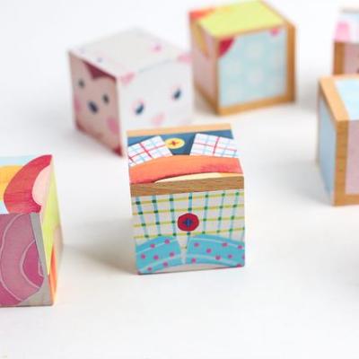 Festive Wood Block Puzzles | Assembles Fun Monkey & Cat Shapes | Natural Wood | Customization