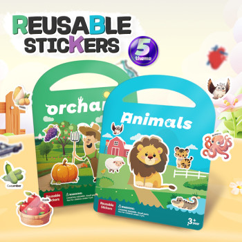 Reusable Activity Book Sticker for Kids | 5 Themes Activity Set | Orchard & Animals OEM ODM