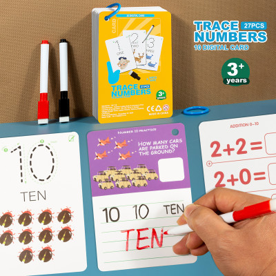 Trace Numbers | Write & Wipe Learning Cards | Cardboard | Education/Math Practice | Customizable