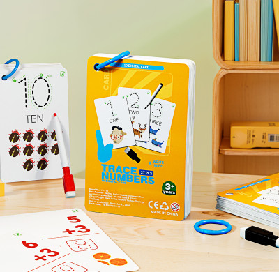Trace Numbers | Write & Wipe Learning Cards | Cardboard | Education/Math Practice | Customizable