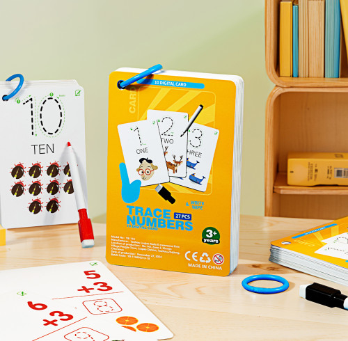 Trace Numbers | Write & Wipe Learning Cards | Cardboard | Education/Math Practice | Customizable