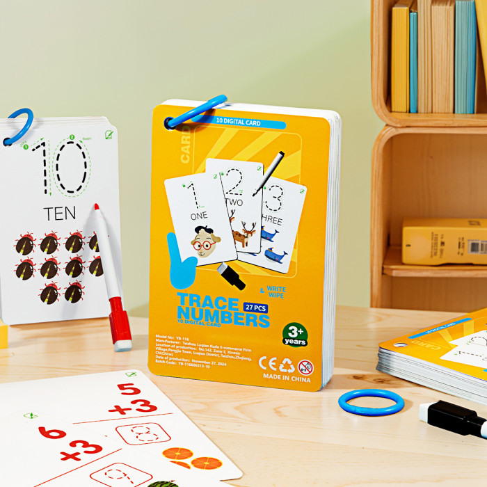 Trace Numbers | Write & Wipe Learning Cards | Cardboard | Education/Math Practice | Customizable