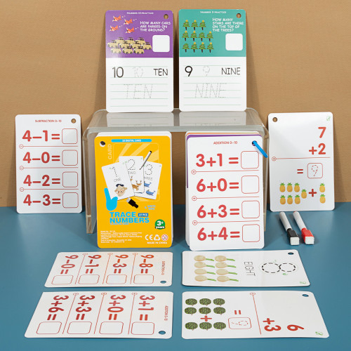 Trace Numbers | Write & Wipe Learning Cards | Cardboard | Education/Math Practice | Customizable