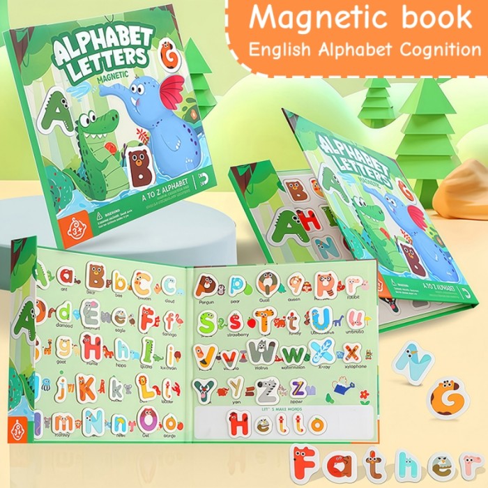 Alphabet Letters Magnetic Book | Educational Toy | Wooden, 26 letters | Kids Learning| Custom