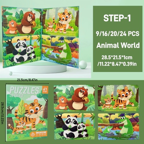 Puzzles Leveled Animal World | Educational Puzzle | Wooden| Kids Play | Custom