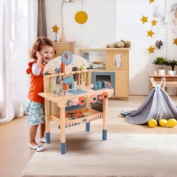 Kids' Wooden Workbench | Interactive Play | Wood, Gears & Tools | Skill Building & Fun | Custom