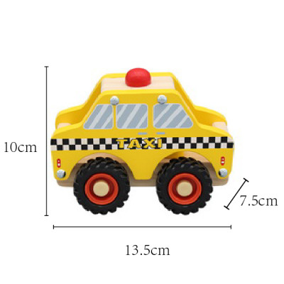 Wooden Taxi Toy | Imaginative Play | Wood,  Movable Wheels | Kids' Creative Fun | Custom
