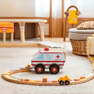 Wooden Ambulance Toy | Rescue Play | Wood, Detailed Features | Kids' Emergency Fun | Custom