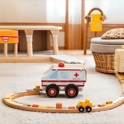 Wooden Ambulance Toy | Rescue Play | Wood, Detailed Features | Kids' Emergency Fun | Custom
