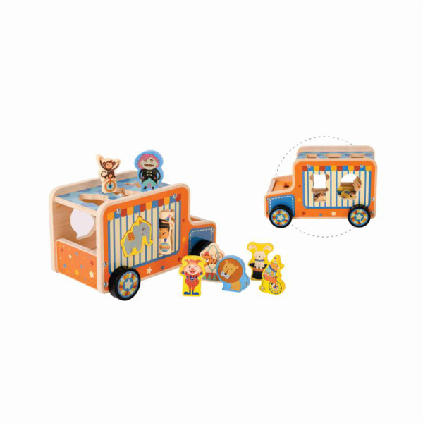 Wooden Circus Wagon Toy | Interactive Fun | Wood, Removable Figures | Kids' Creative Play | Custom