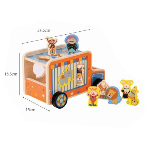 Wooden Circus Wagon Toy | Interactive Fun | Wood, Removable Figures | Kids' Creative Play | Custom