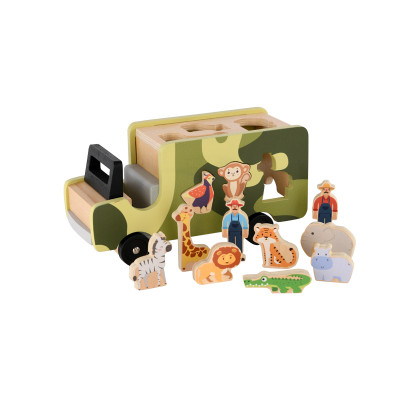 Wooden Safari Shape Sorter Truck | Educational Animal Toy | (Wood, Shape Matching) |Play | OEM