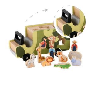 Wooden Safari Shape Sorter Truck | Educational Animal Toy | (Wood, Shape Matching) |Play | OEM