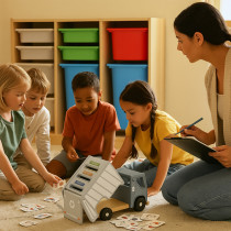 Wooden Recycling Truck Sorter | Educational Sorting Toy | Wood, Category Matching Play | OEM