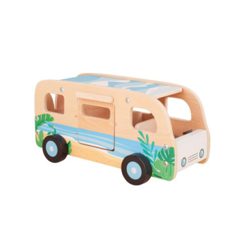 Wooden Beach Camper Van | Toy | Wood, Opening Ramp & Surfboards | Toddler Imaginative Play | OEM