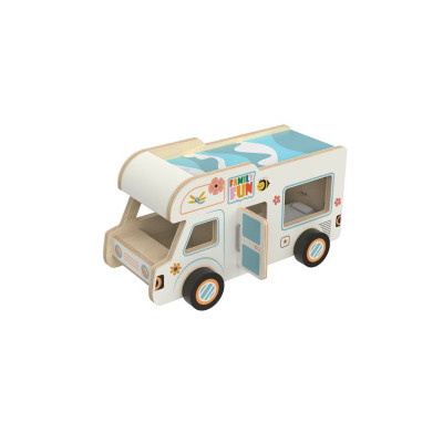 Wooden Family Fun Camper Van | Colorful Adventure Toy | Wood, Opening Doors| Toddler Play | OEM