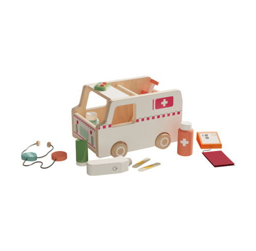 Wooden Ambulance Toy | Pretend Play Set | Solid Wood | Educational Role Play | OEM Custom