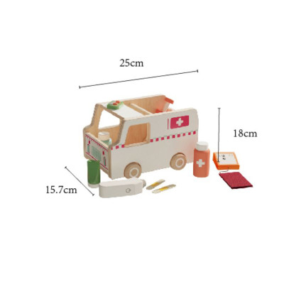 Wooden Ambulance Toy | Pretend Play Set | Solid Wood | Educational Role Play | OEM Custom