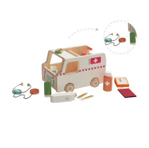 Wooden Ambulance Toy | Pretend Play Set | Solid Wood | Educational Role Play | OEM Custom