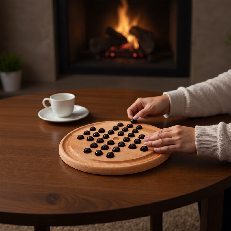 Wooden Peg Solitaire Game