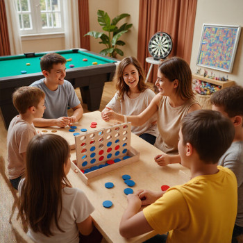 Wooden 4-In-A-Row Wooden Connect Four Game | Classic Strategy Toy | Wood 2-Player Drop | OEM