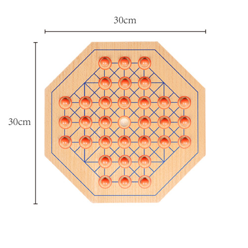 Wooden Octagon Solitaire Board Game | 30cm | Natural Beech Wood, Logic Training Toy | Custom