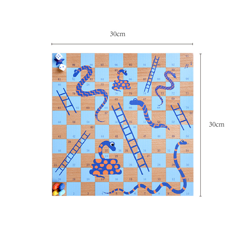 Wooden Snakes and Ladders Board Game