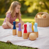 Forestoy Mini Bowling Set | Colorful Wooden Toy | Wood, 17cm Pins | Kids Outdoor & Indoor Play | OEM