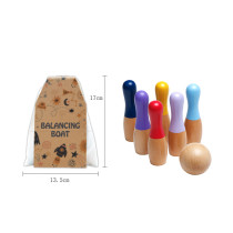 Forestoy Mini Bowling Set | Colorful Wooden Toy | Wood, 17cm Pins | Kids Outdoor & Indoor Play | OEM