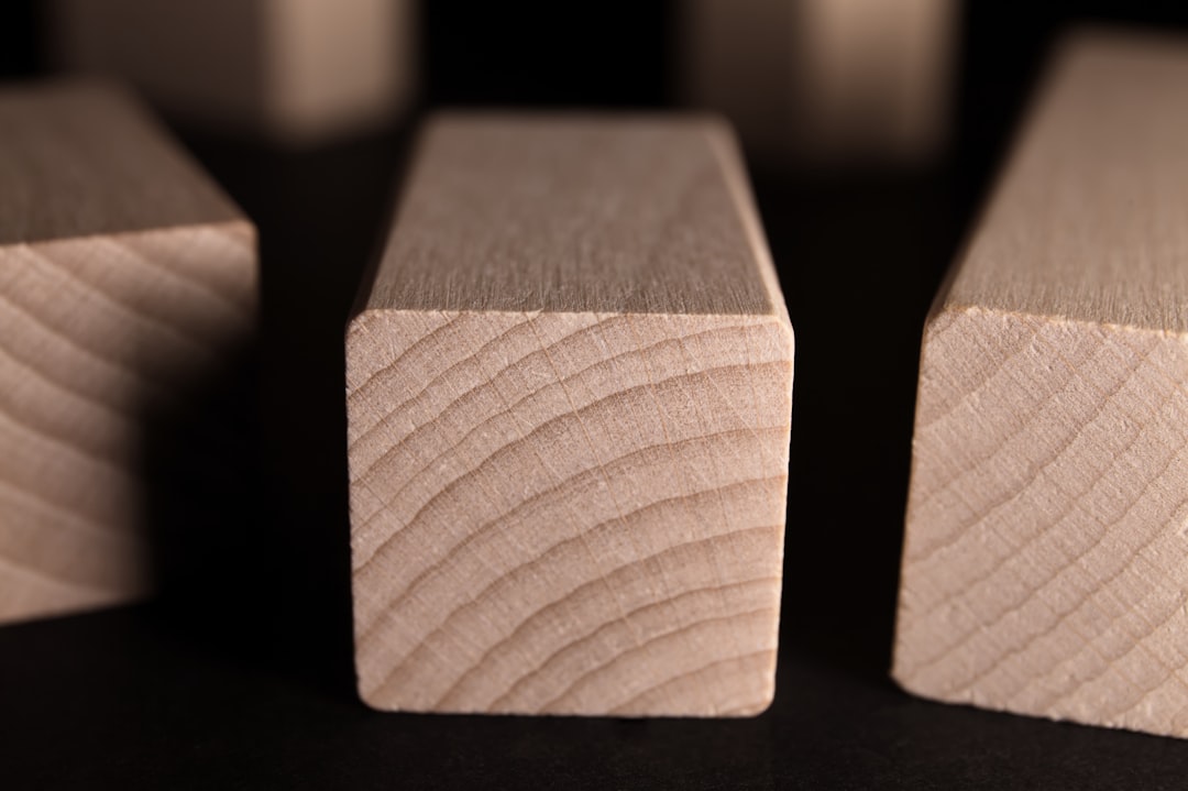 A close-up of smooth, natural wooden blocks of various shapes.