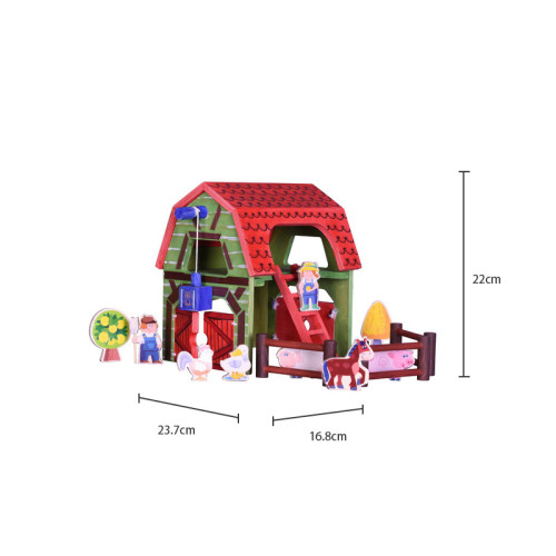 Paint DIY Forestoy Wooden Farm Barn Toy Set Role-Play Toy | Toddler Learning Imaginative Play | OEM