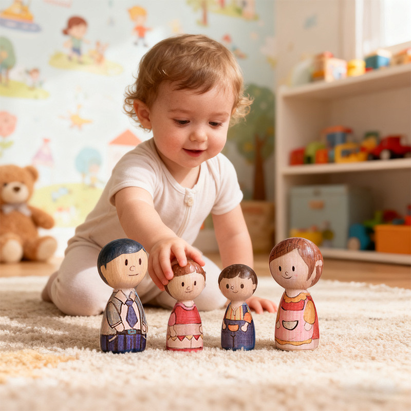 Wooden Family Dolls Set