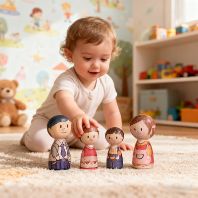 DIY Forestoy Wooden Family Dolls Set | DIY Painting Toy Wood Customizable Figures | OEM