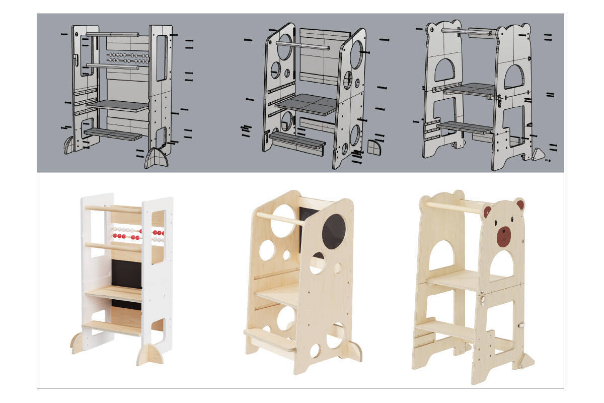 3D CAD simulation of a Forestoy wooden Learning Tower design