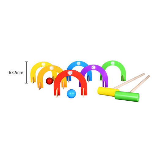 Forestoy Rainbow Wooden Croquet Set | Vibrant & Educational | Wood, 63.5cm, Gate Passing | Customizable