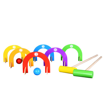 Forestoy Rainbow Wooden Croquet Set | Vibrant & Educational | Wood, 63.5cm, Gate Passing | Customizable