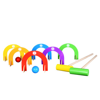 Forestoy Rainbow Wooden Croquet Set | Vibrant & Educational | Wood, 63.5cm, Customizable