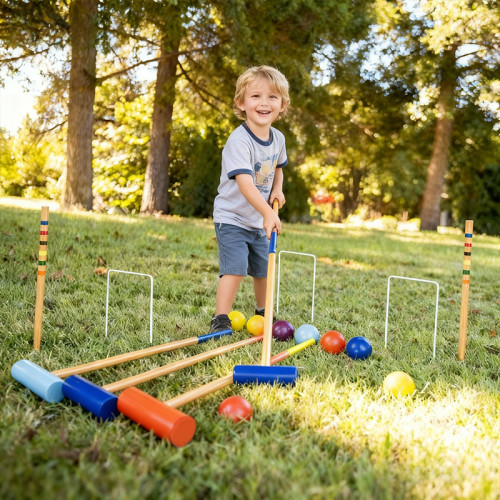 Forestoy Kids Croquet Set | Fun & Colorful | Wood, 76cm Mallets| Outdoor Games| Customizable