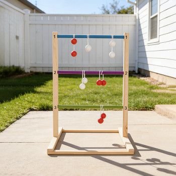 Forestoy Colorful Ball Ladder | Educational| Wood, 73x60x53cm, Counting | Customizable