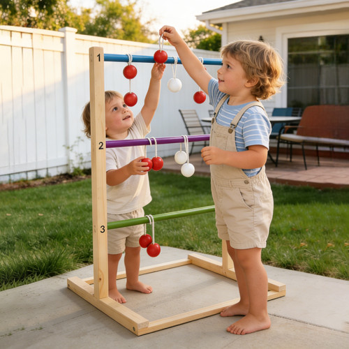 Forestoy Colorful Ball Ladder | Educational| Wood, 73x60x53cm, Counting | Customizable